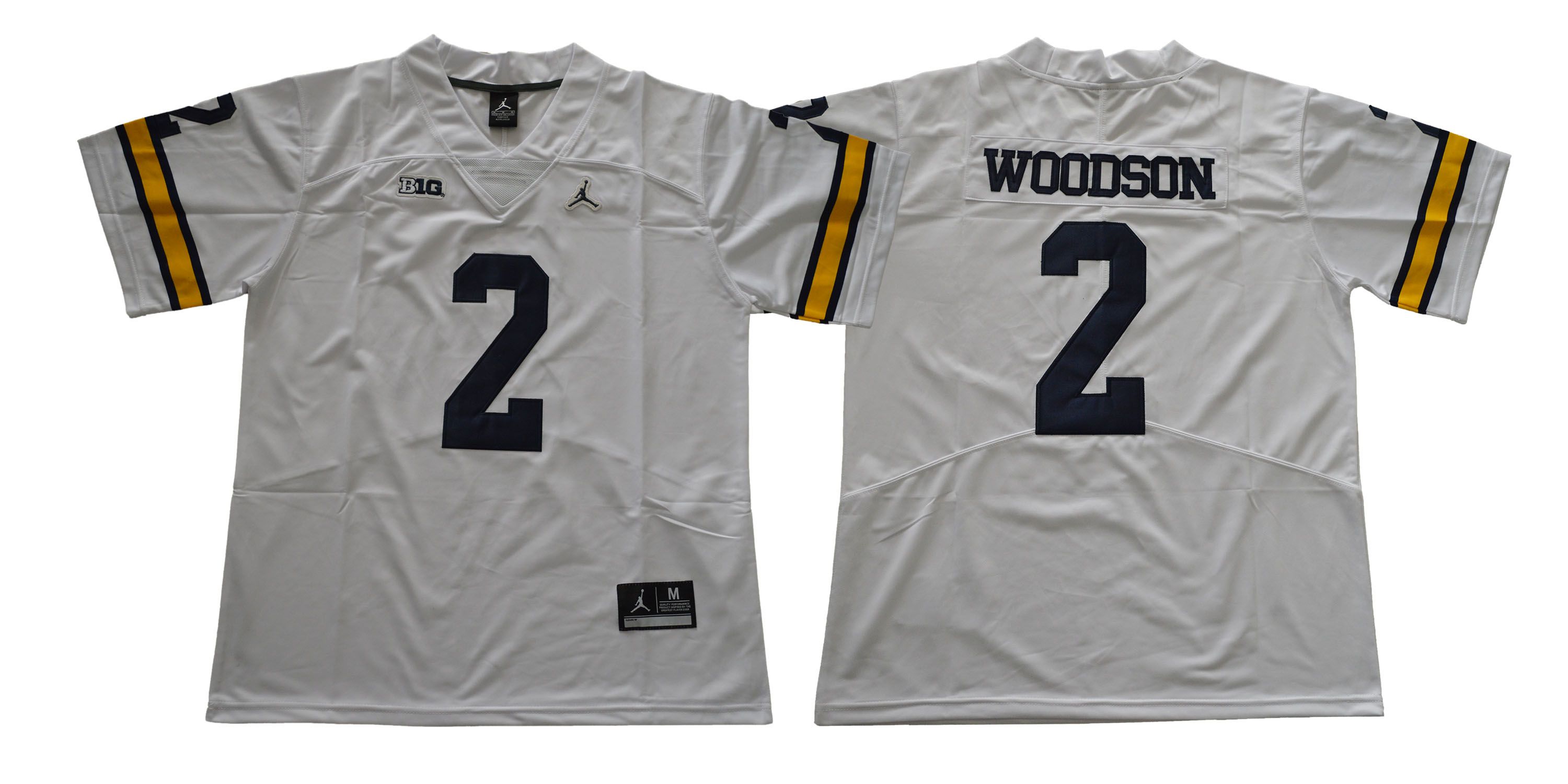 Men Michigan Wolverines 2 Woodson White NCAA Jerseys